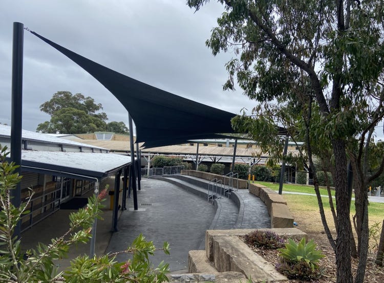 sunshade outside the exam centre